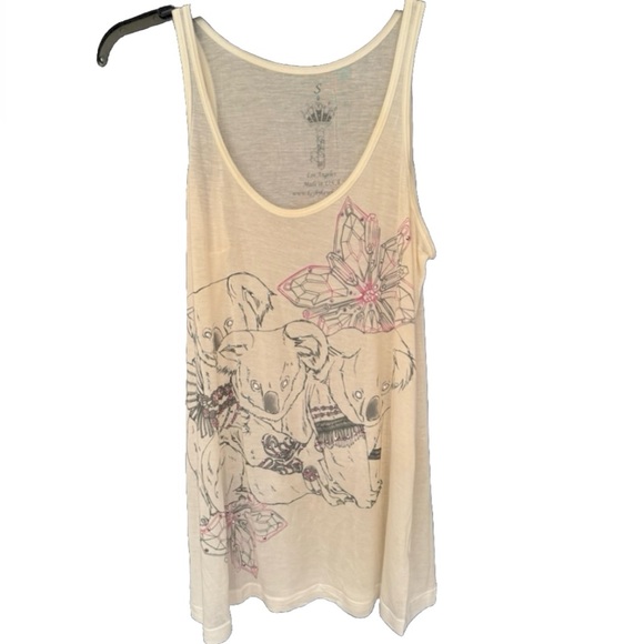 Key Closet Koala Bears Women’s Off White Crystal Studded Tank Top Size Small - Picture 1 of 9